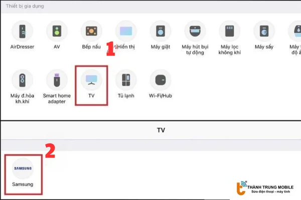Chọn Tivi sau đó chọn Samsung