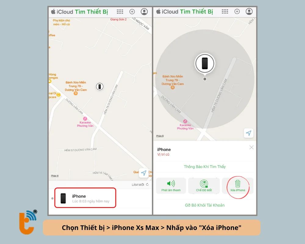 Thao tác xóa iPhone