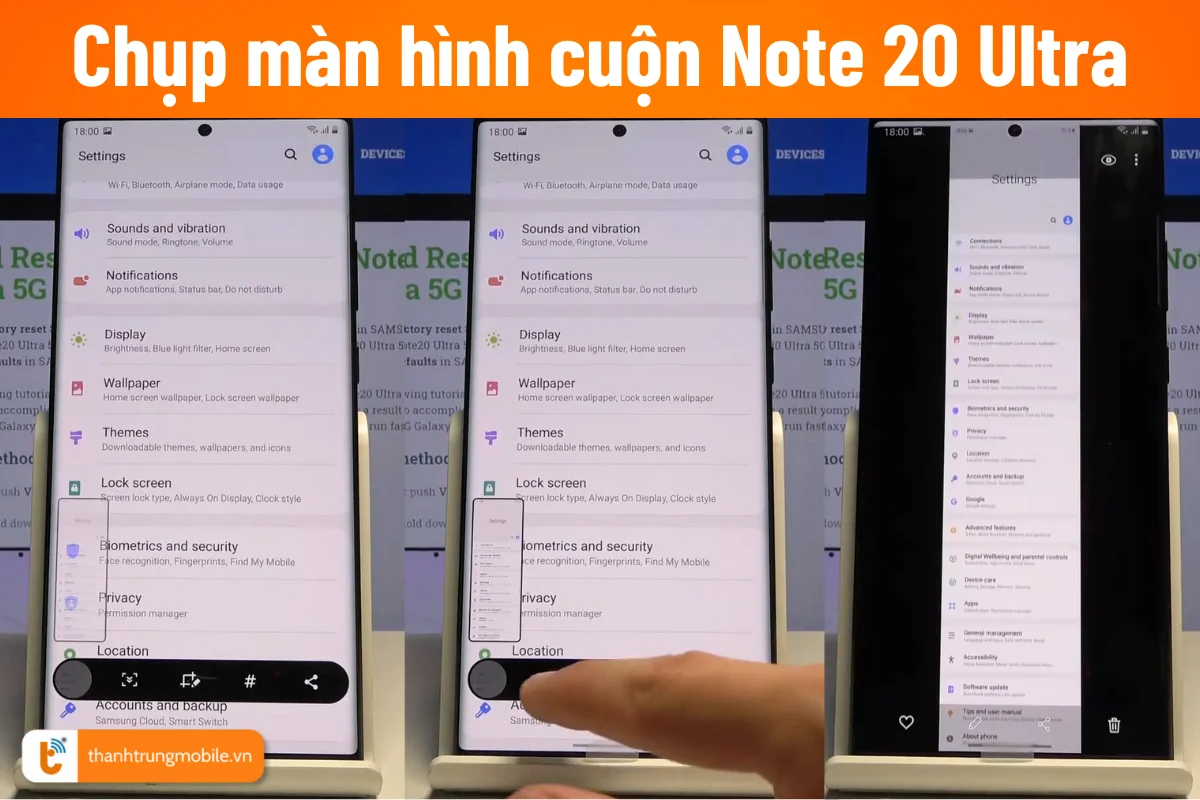 chụp màn hình cuộn note 20 ultra