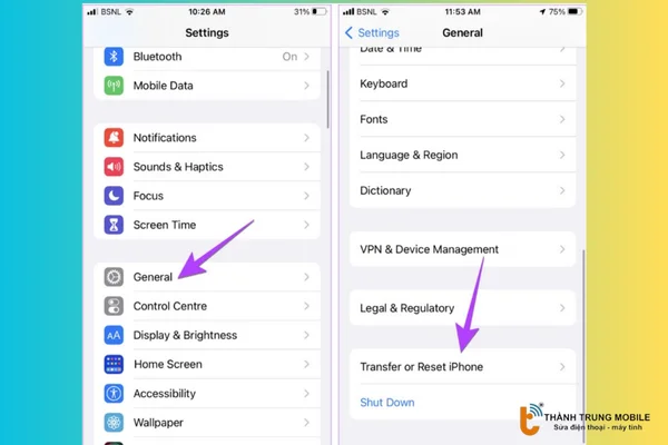 Chuyển hoặc đặt lai iPhone
