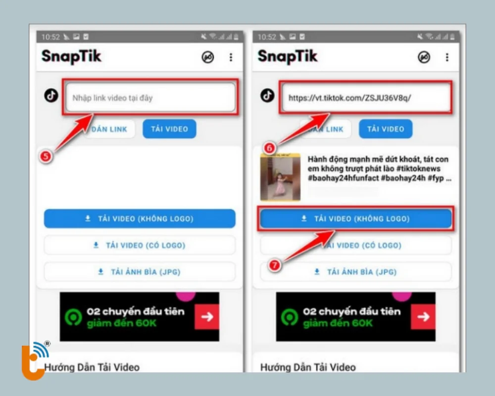 Dán link sau đó nhấn Tải video (không logo)