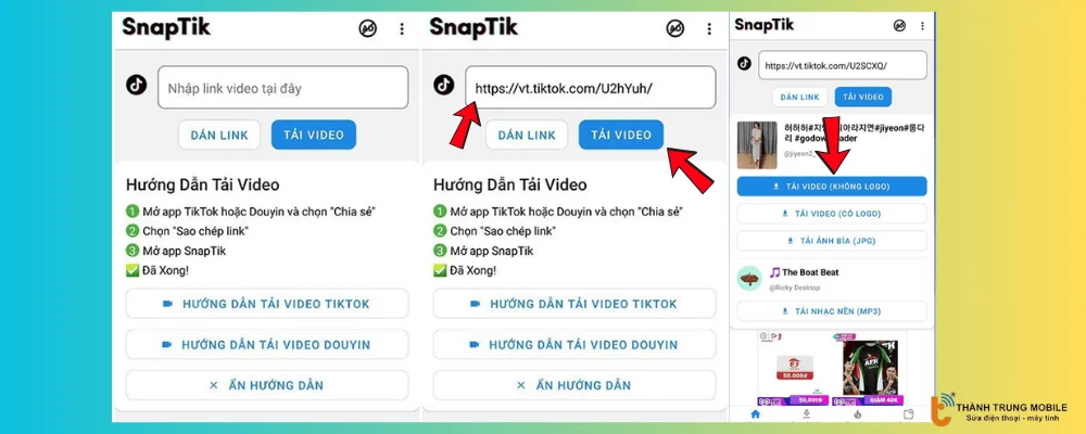 Dán link và chọn tải video không logo