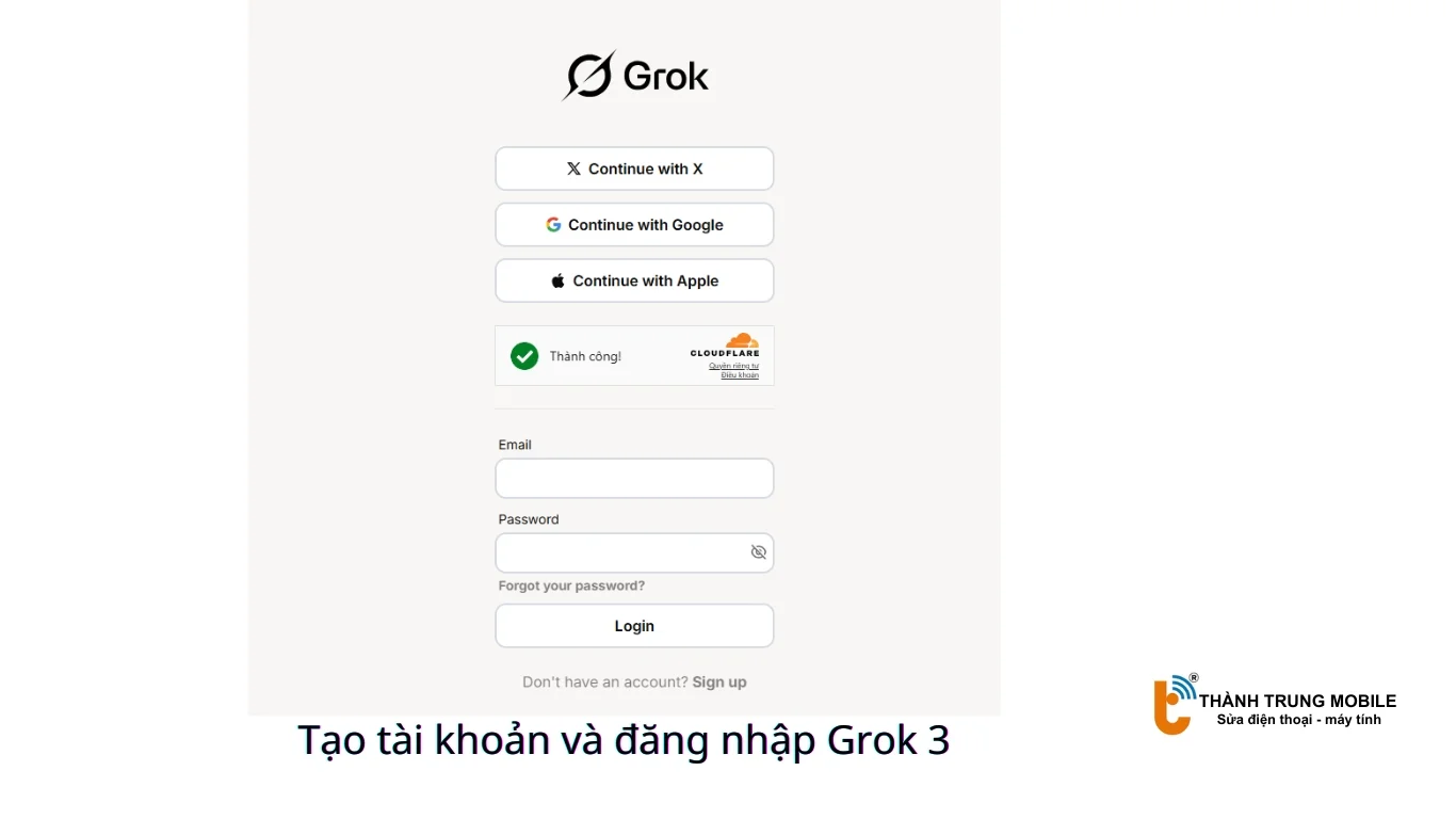 Đăng nhập Grok 3 qua trang web chính thức