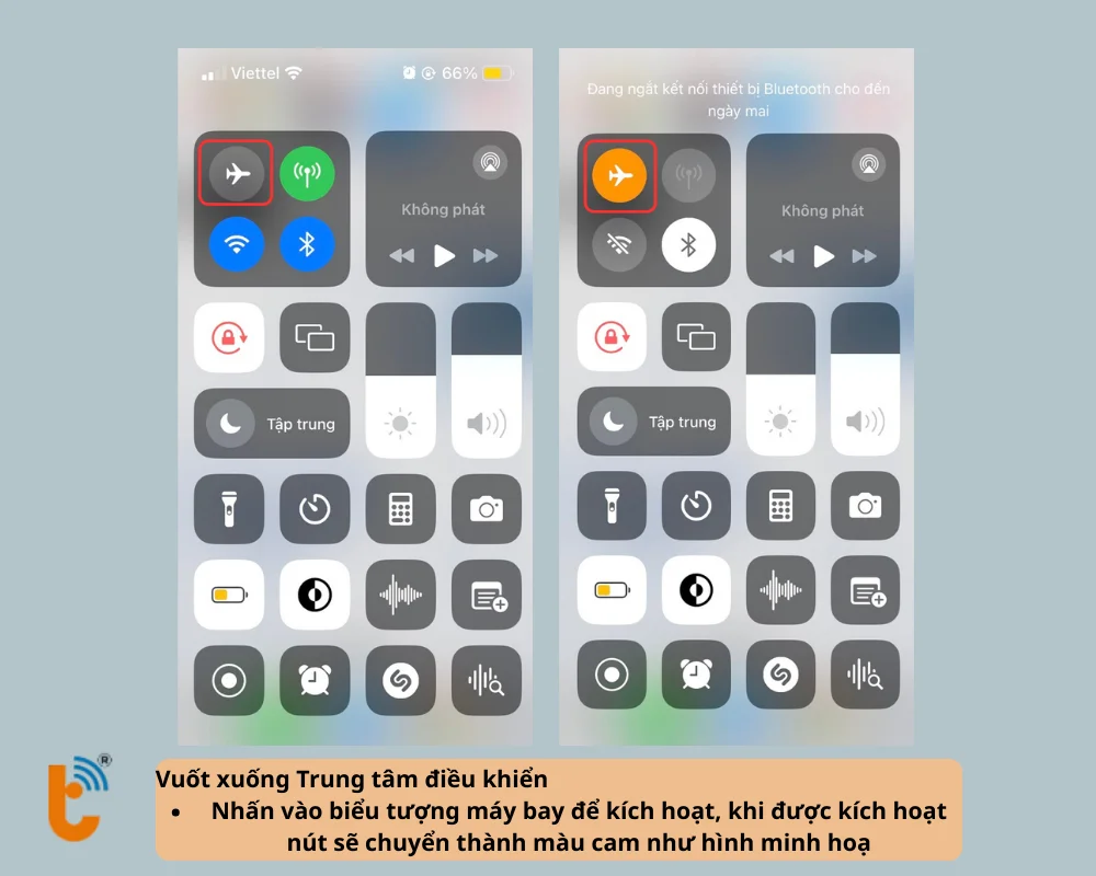 Đặt iPhone ở Chế độ máy bay