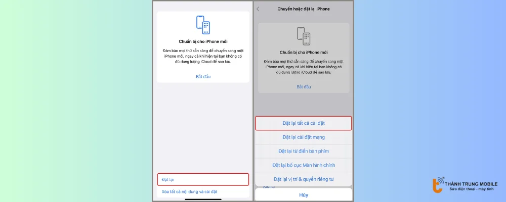 Đặt lại tất cả cài đặt