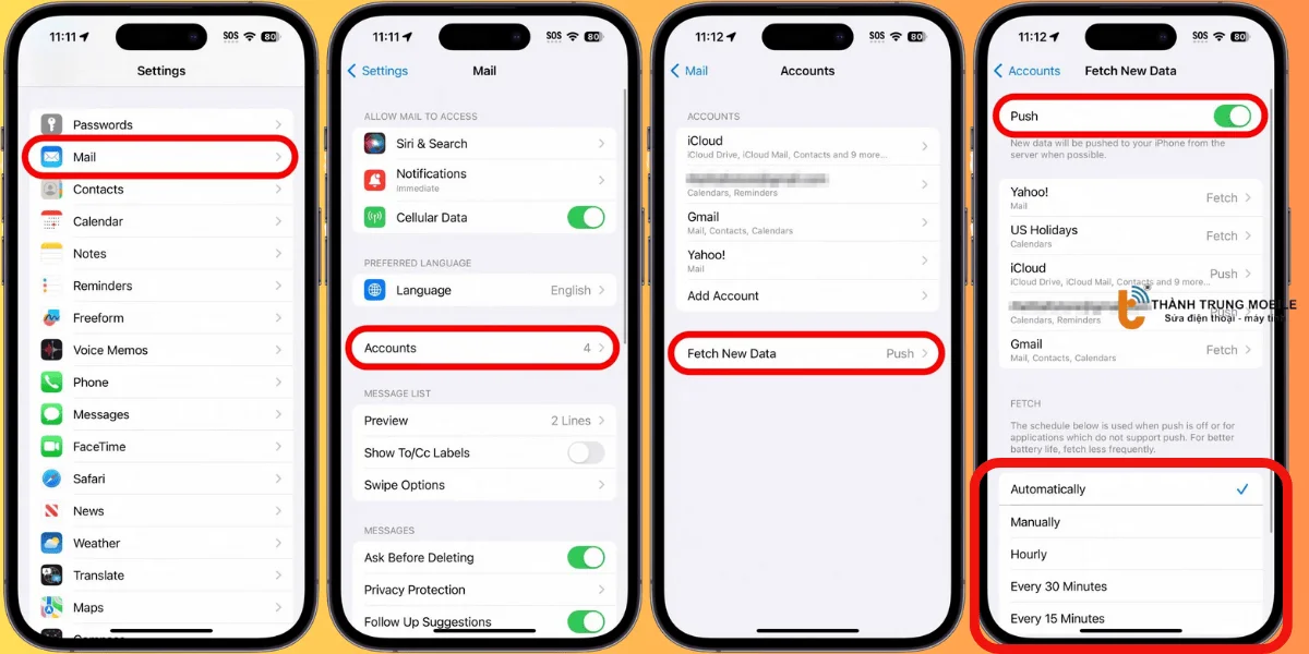 Điều chỉnh cài đặt tải Mail