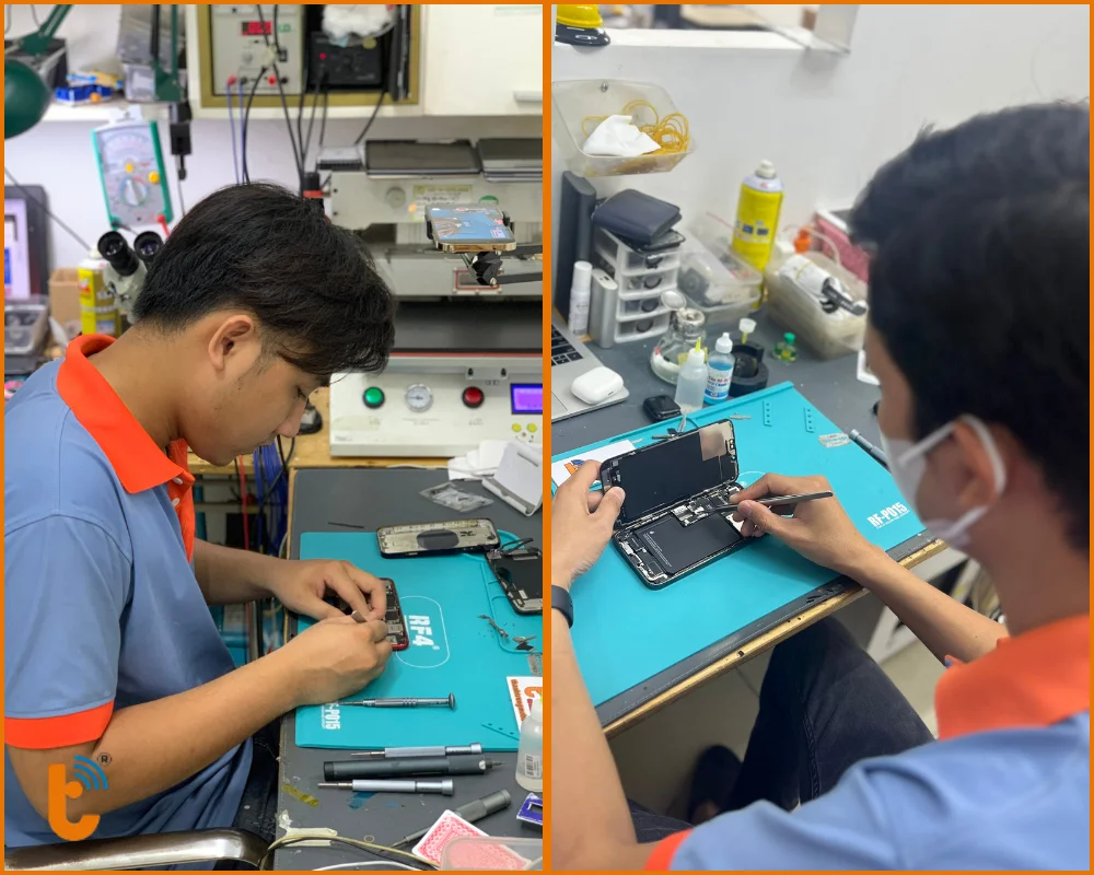 Đội ngũ kỹ thuật viên tại Thành Trung Mobile có nhiều kinh nghiệm thay màn hình iPhone