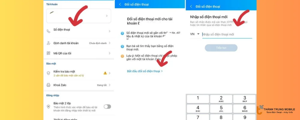Đổi số điện thoại sau khi lấy lại được tài khoản
