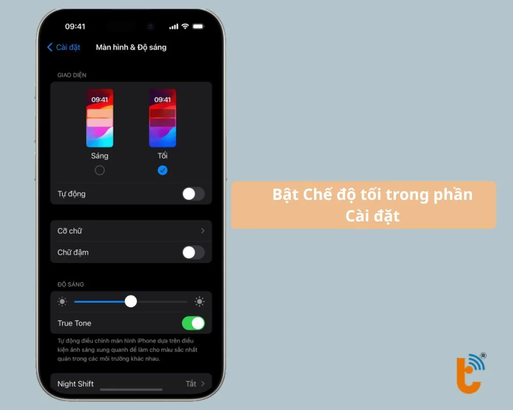 bật chế độ tối (Dark Mode) trên iphone
