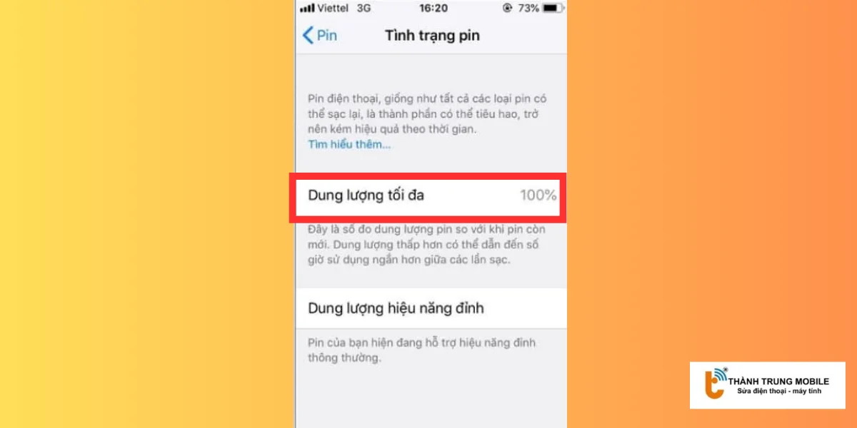 Dung lượng pin tối đa