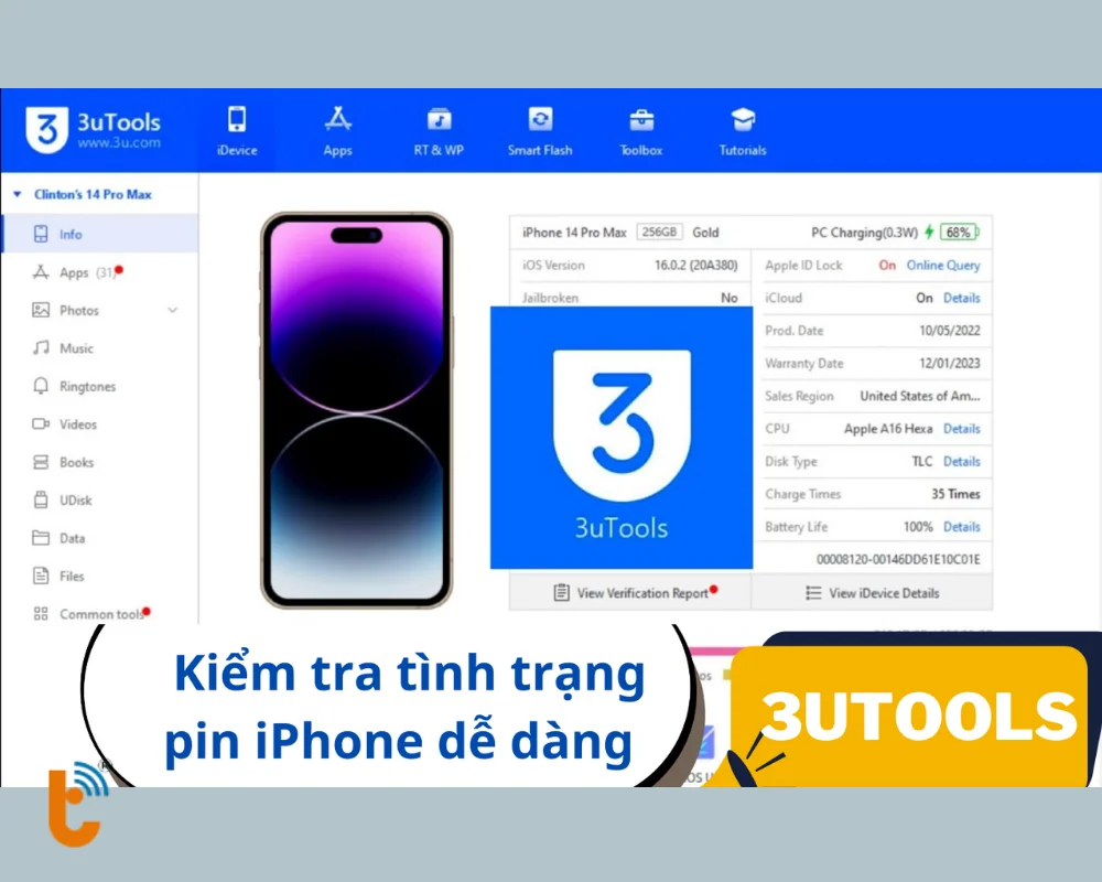 Dùng phần mềm 3uTools để test sâu