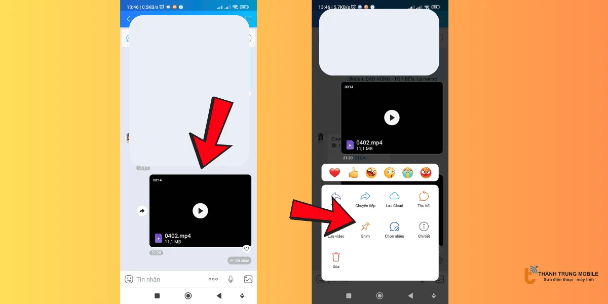Ghim tin nhắn Zalo trên điện thoại