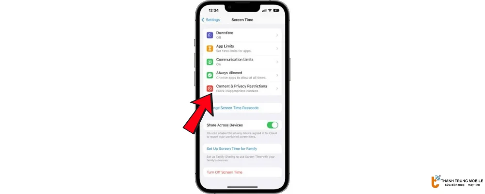 Giới hạn nội dung & quyền riêng tư.