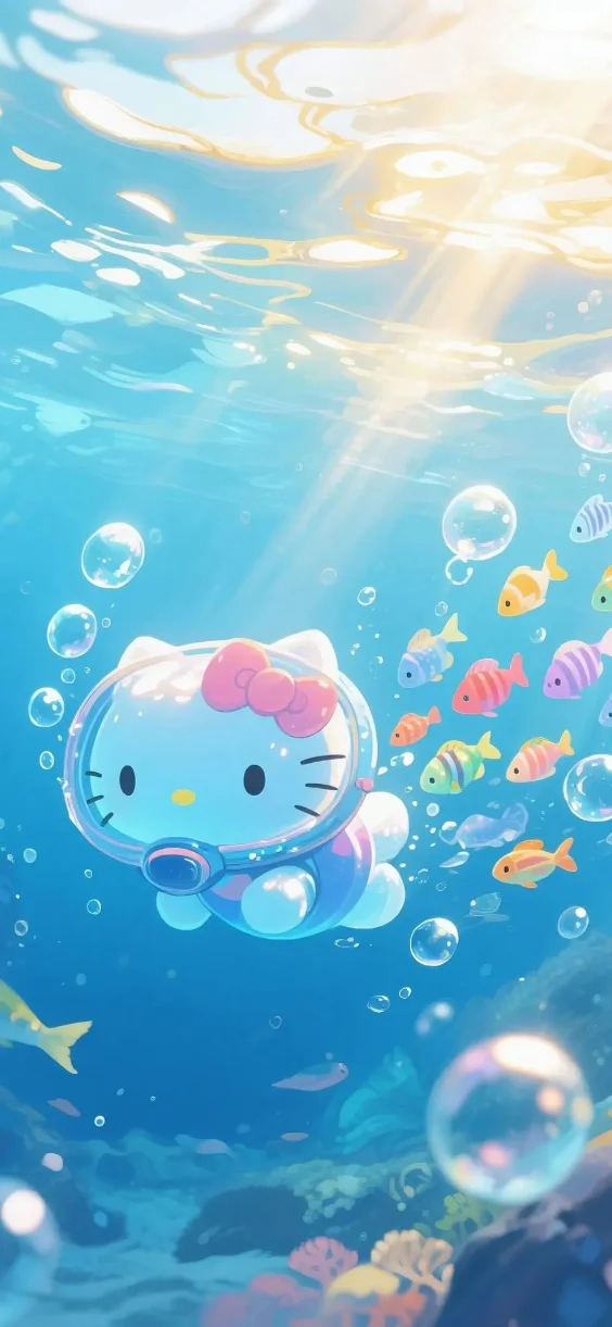 Hình nền Hello Kitty lặn dưới biển
