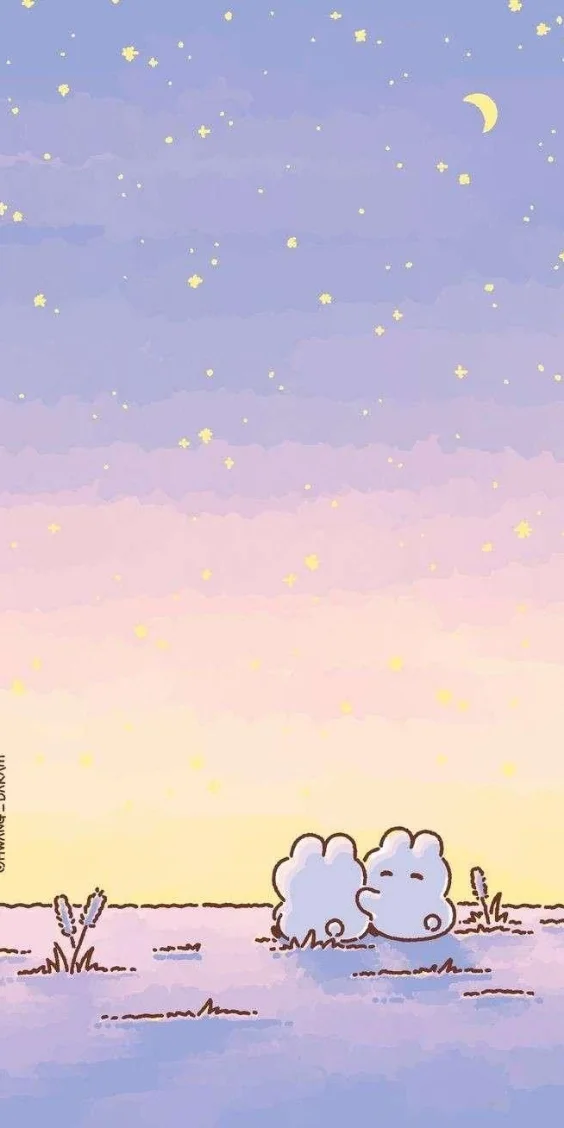 Hình nền thỏ cute ngắm sao