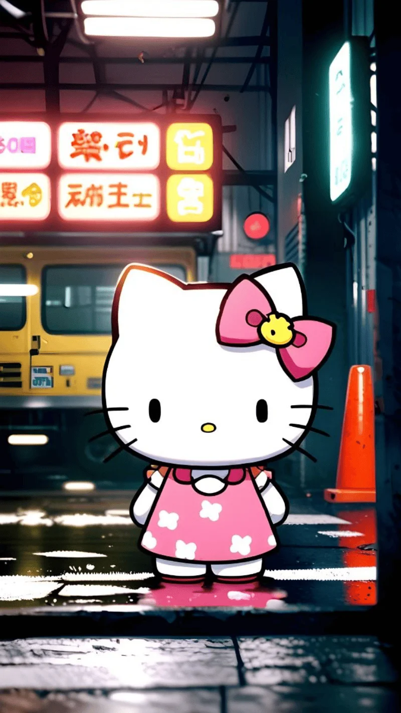 Hình nền Hello Kitty lung linh trong đêm 3
