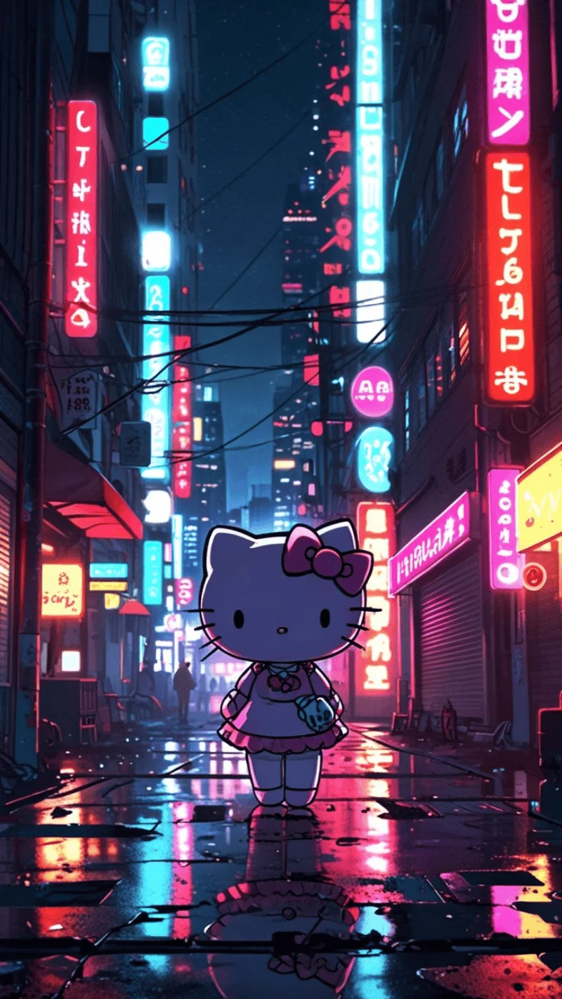 Hình nền Hello Kitty lung linh trong đêm 6