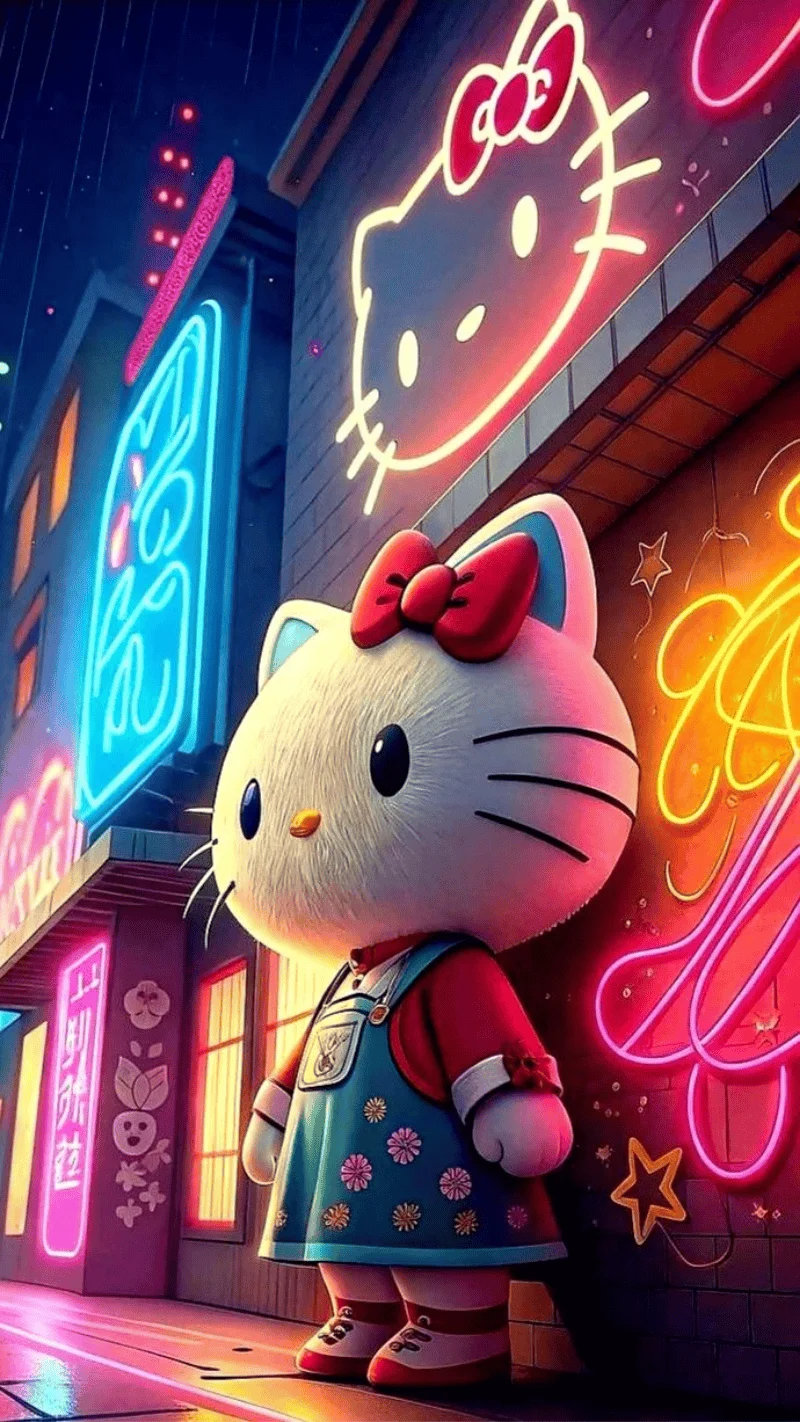 Hình nền Hello Kitty lung linh trong đêm 7