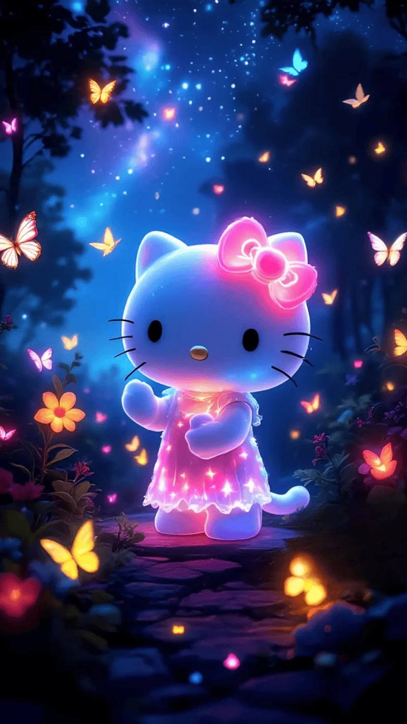 Hình nền Hello Kitty lung linh trong đêm 8