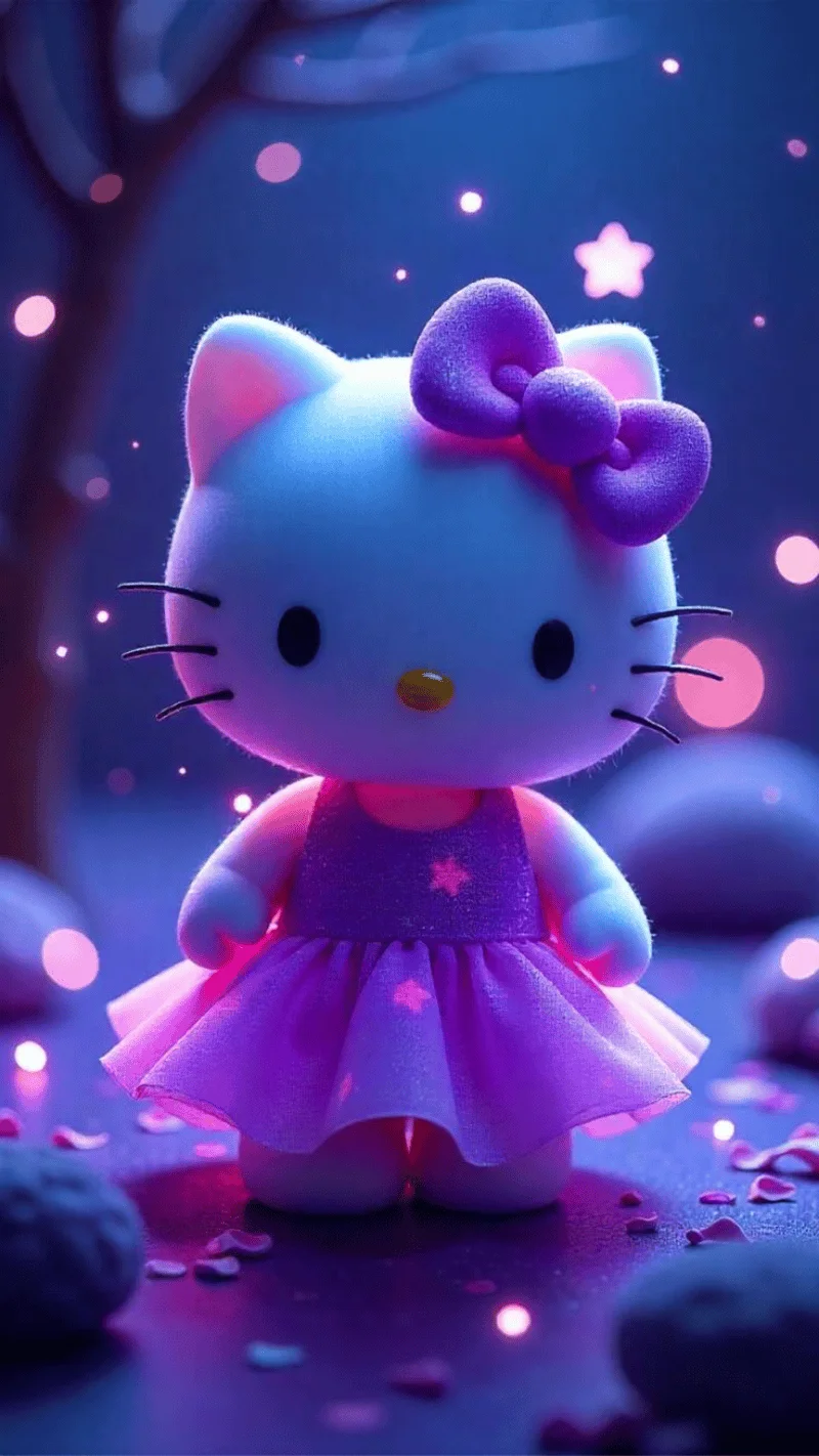 Hình nền Hello Kitty lung linh trong đêm 10