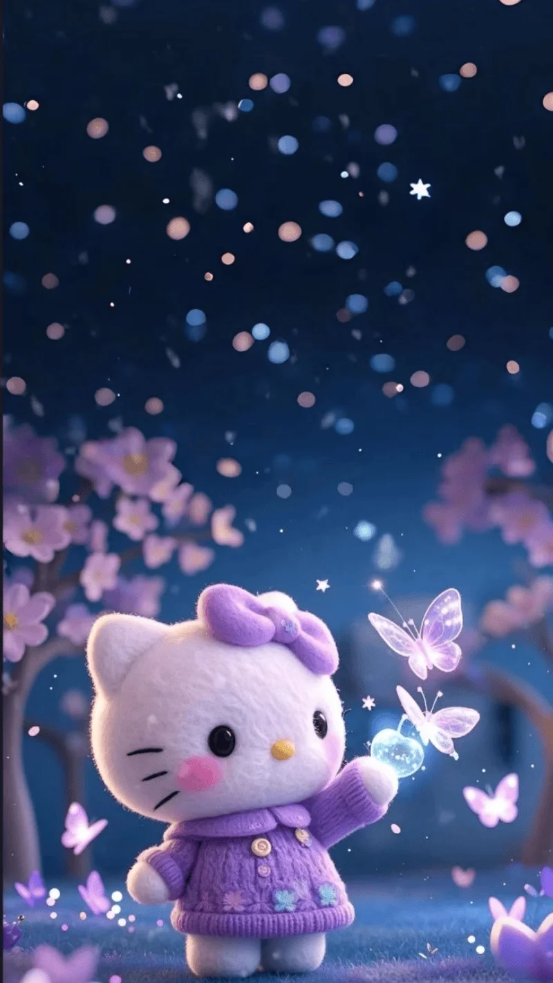 Hình nền Hello Kitty lung linh trong đêm 13