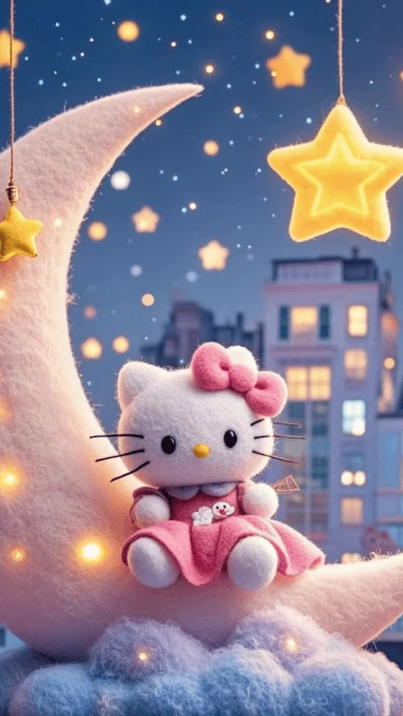 Hình nền Hello Kitty lung linh trong đêm 16