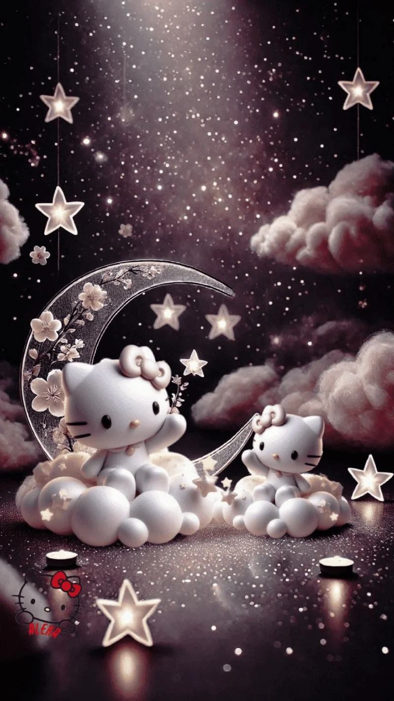Hình nền Hello Kitty lung linh trong đêm 17