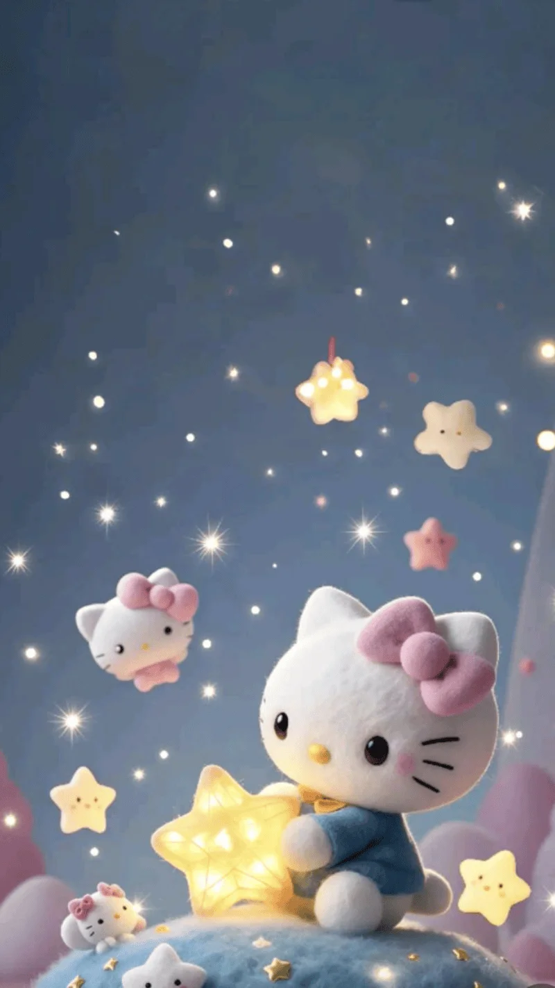 Hình nền Hello Kitty lung linh trong đêm 18