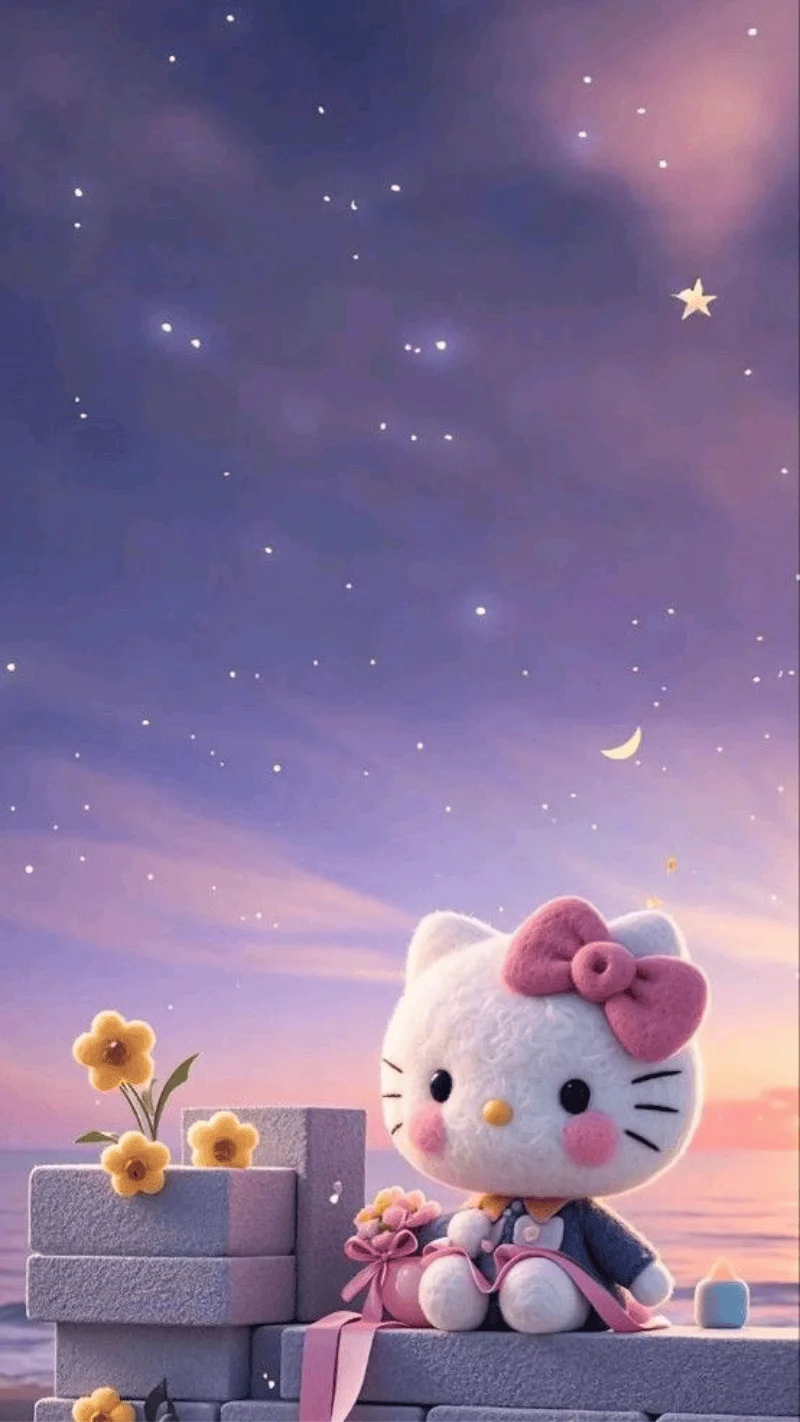 Hình nền Hello Kitty lung linh trong đêm 19