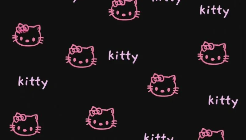 Hình nền Hello Kitty màu hồng nền đen 5