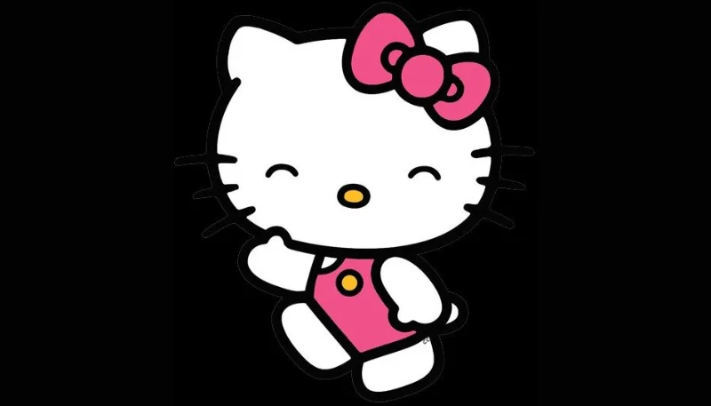 Hình nền Hello Kitty màu hồng nền đen 8