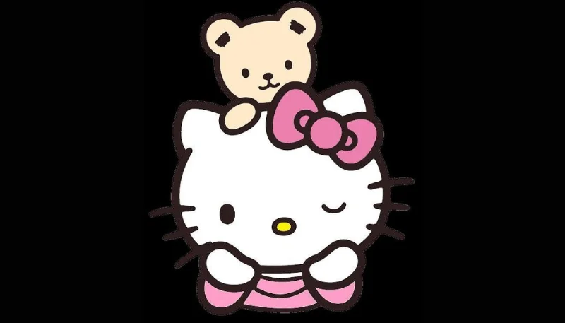 Hình nền Hello Kitty màu hồng nền đen 9