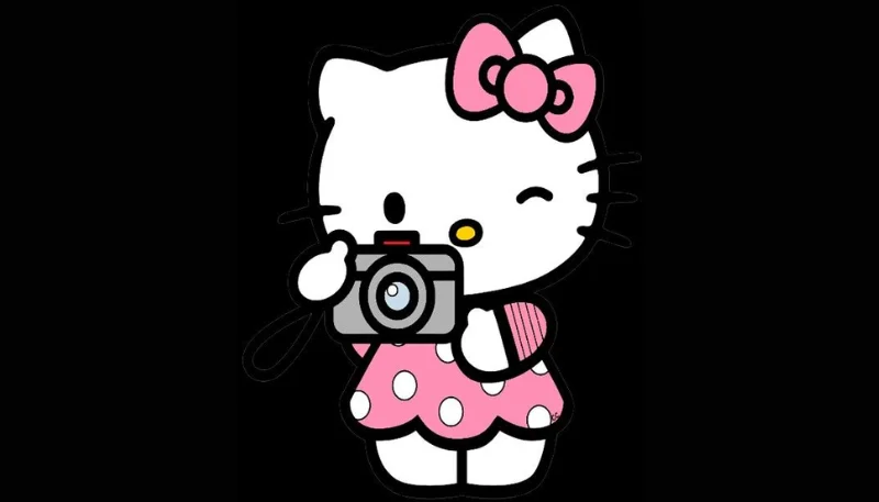 Hình nền Hello Kitty màu hồng nền đen 10