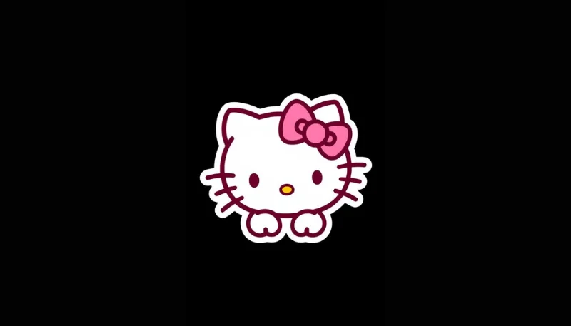 Hình nền Hello Kitty màu hồng nền đen 11