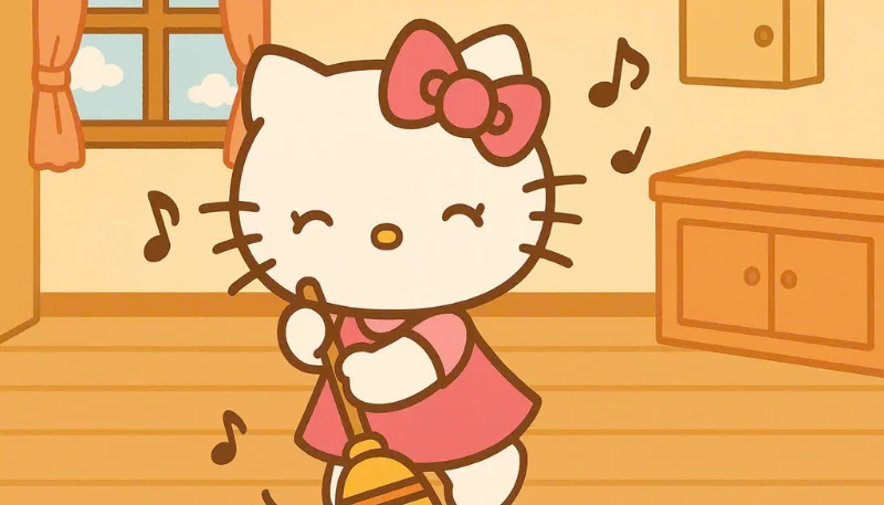 Hình nền Hello Kitty dọn nhà 1