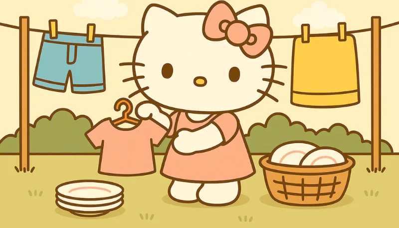 Hình nền Hello Kitty dọn nhà 5