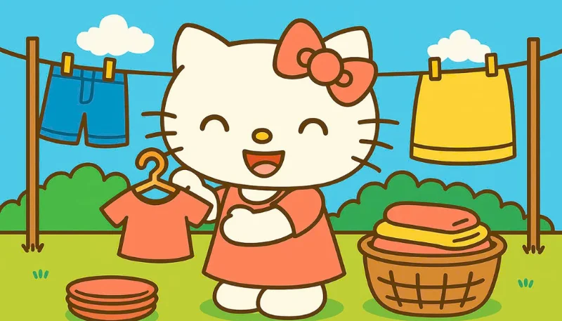 Hình nền Hello Kitty dọn nhà 6