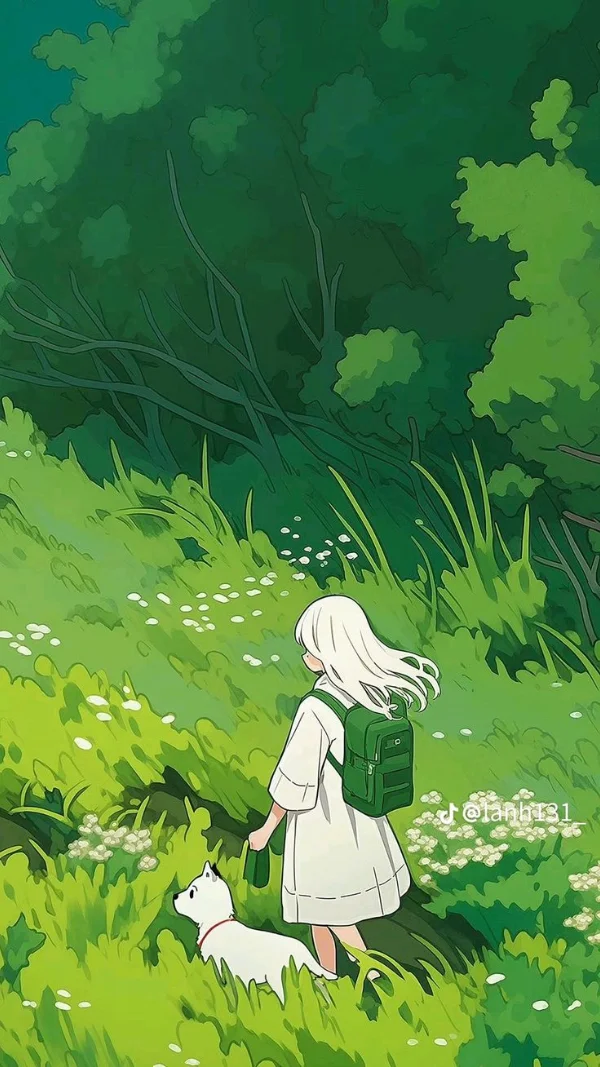 Hình nền màu xanh Anime cho điện thoại 9