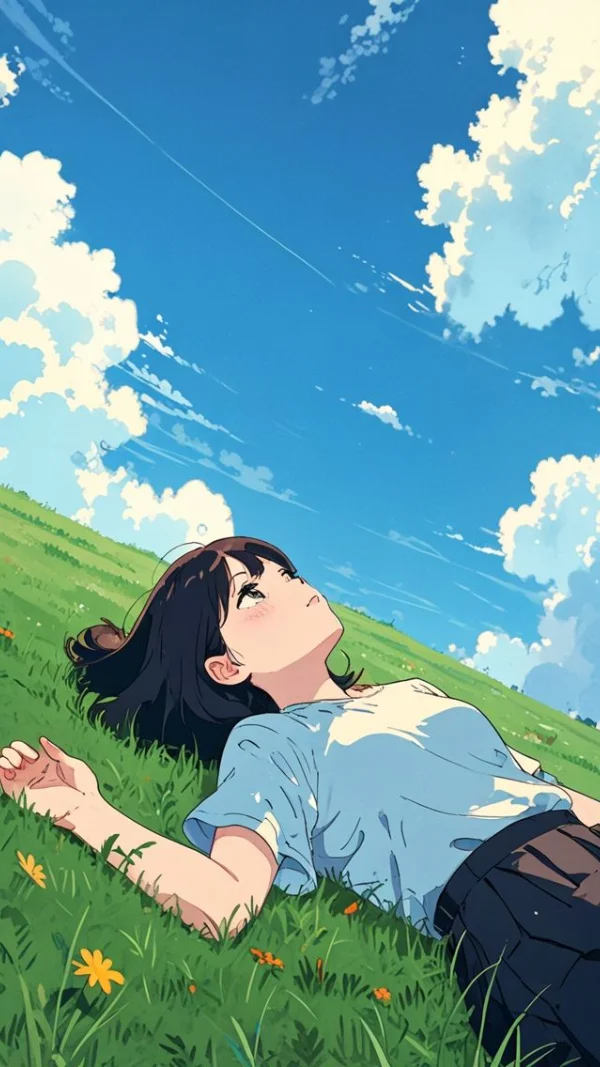 Hình nền màu xanh Anime cho điện thoại 10