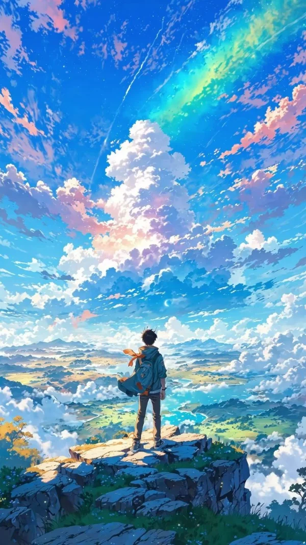 Hình nền màu xanh Anime cho điện thoại 12