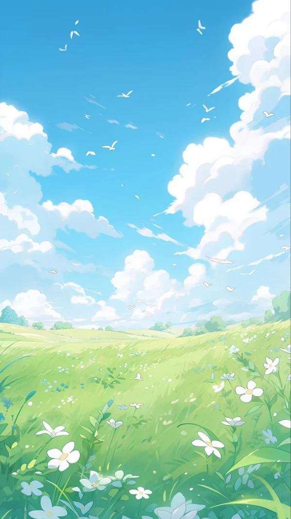 Hình nền màu xanh Anime cho điện thoại 2