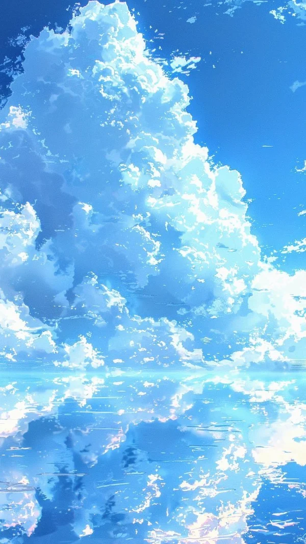 Hình nền màu xanh Anime cho điện thoại 6