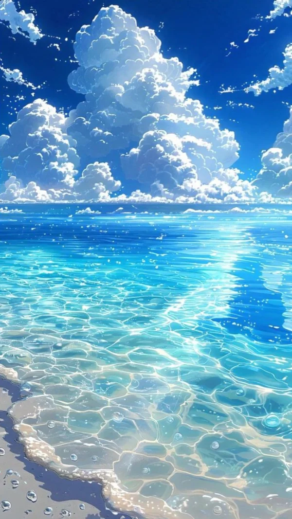 Hình nền màu xanh Anime cho điện thoại 7