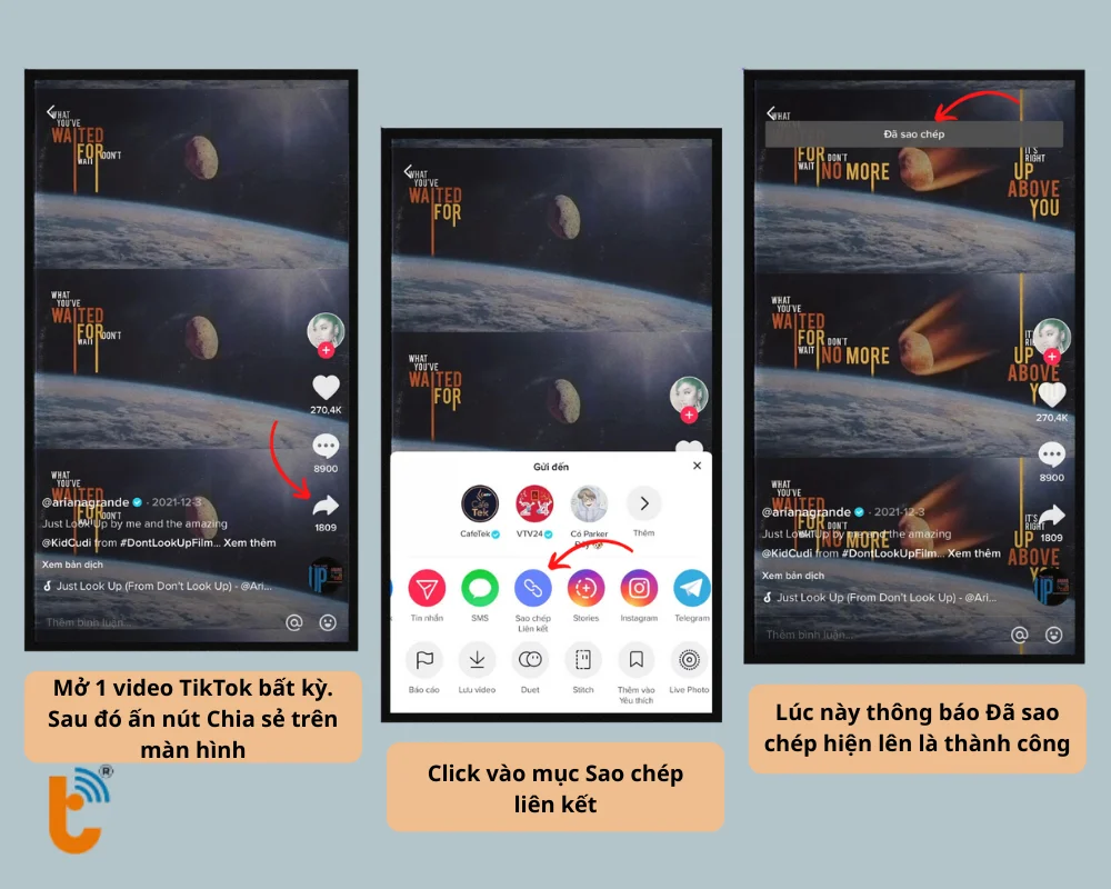 Hướng dẫn sao chép liên kết TikTok