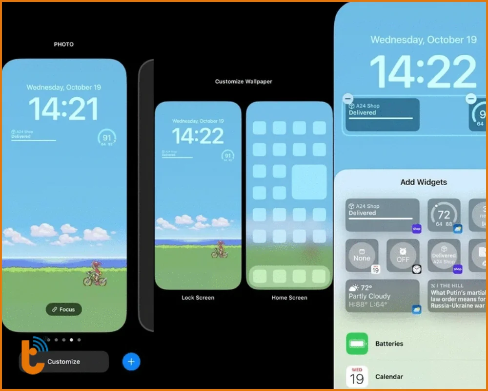 iPhone nhiều widget cập nhật liên tục thường hao pin hơn so với máy dùng hình nền tĩnh