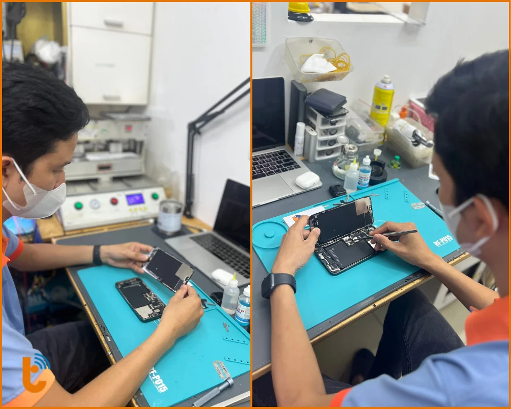 Khi thay tại Thành Trung Mobile khách hàng sẽ được quan sát toàn bộ quy trình