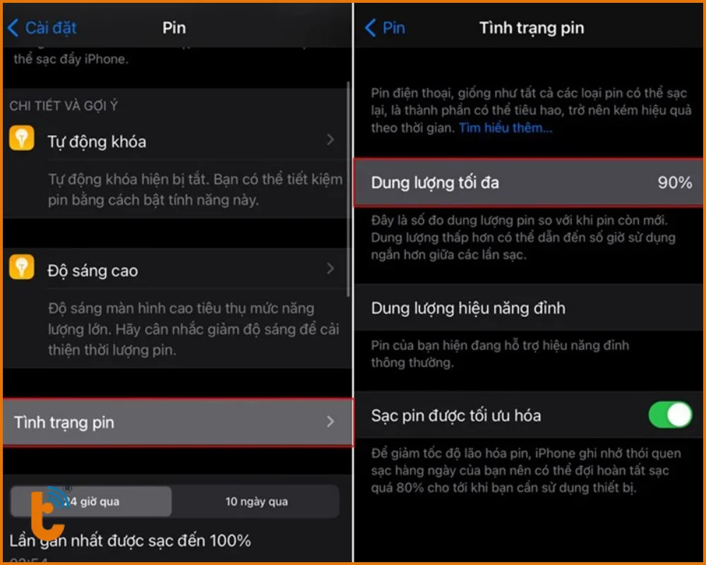 Kiểm tra Dung lượng tối đa trực tiếp trên máy