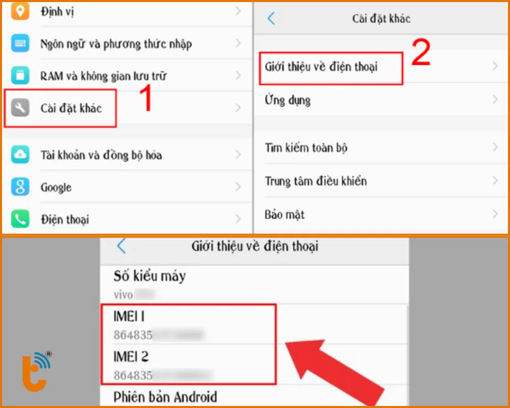 Kiểm tra IMEI trong phần cài đặt máy