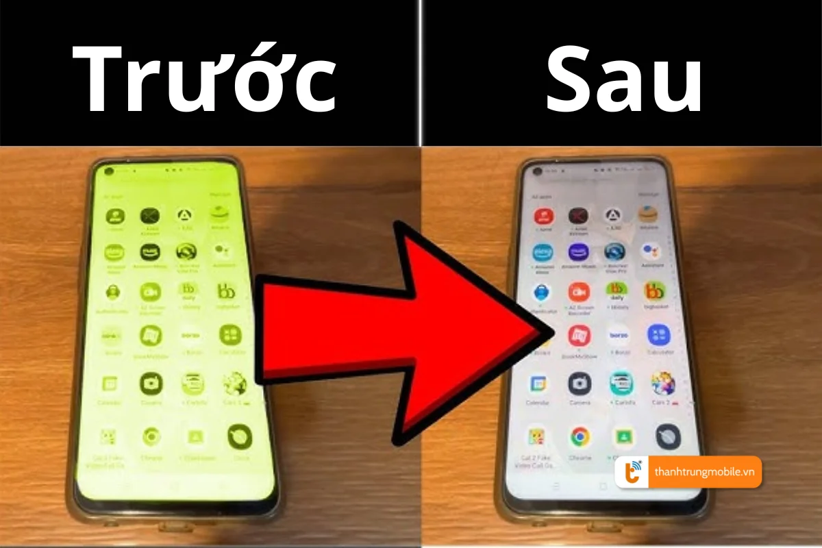 kiểm tra màn hình ám vàng samsung
