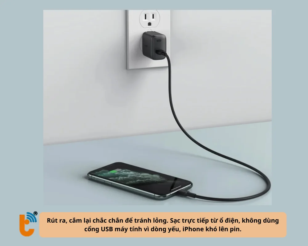 Kiểm tra nguồn điện đầu vào để sạc iPhone